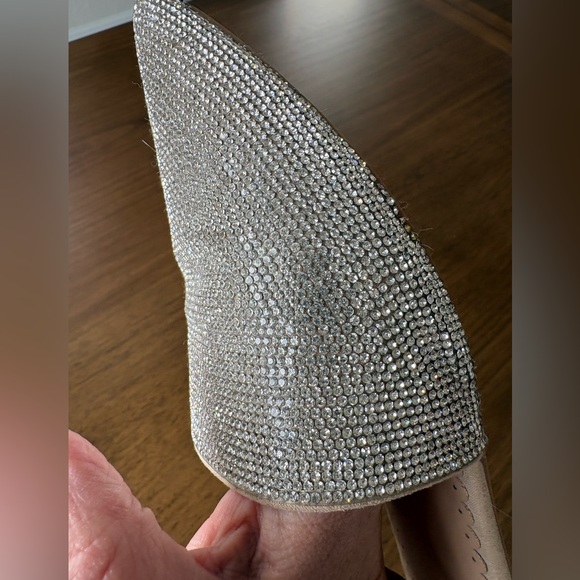 Silver Rhinestone Mules Pointed Toe Backless Flat 7.5‎ - Picture 8 of 9